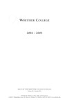 Whittier College Course Catalog 2002-2005 (Volume 86 • Spring 2001) by Whittier College
