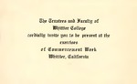 1921 Commencement Program by Whittier College