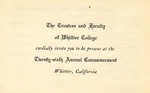 1929 Commencement Program by Whittier College