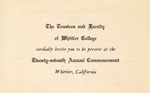1930 Commencement Program by Whittier College